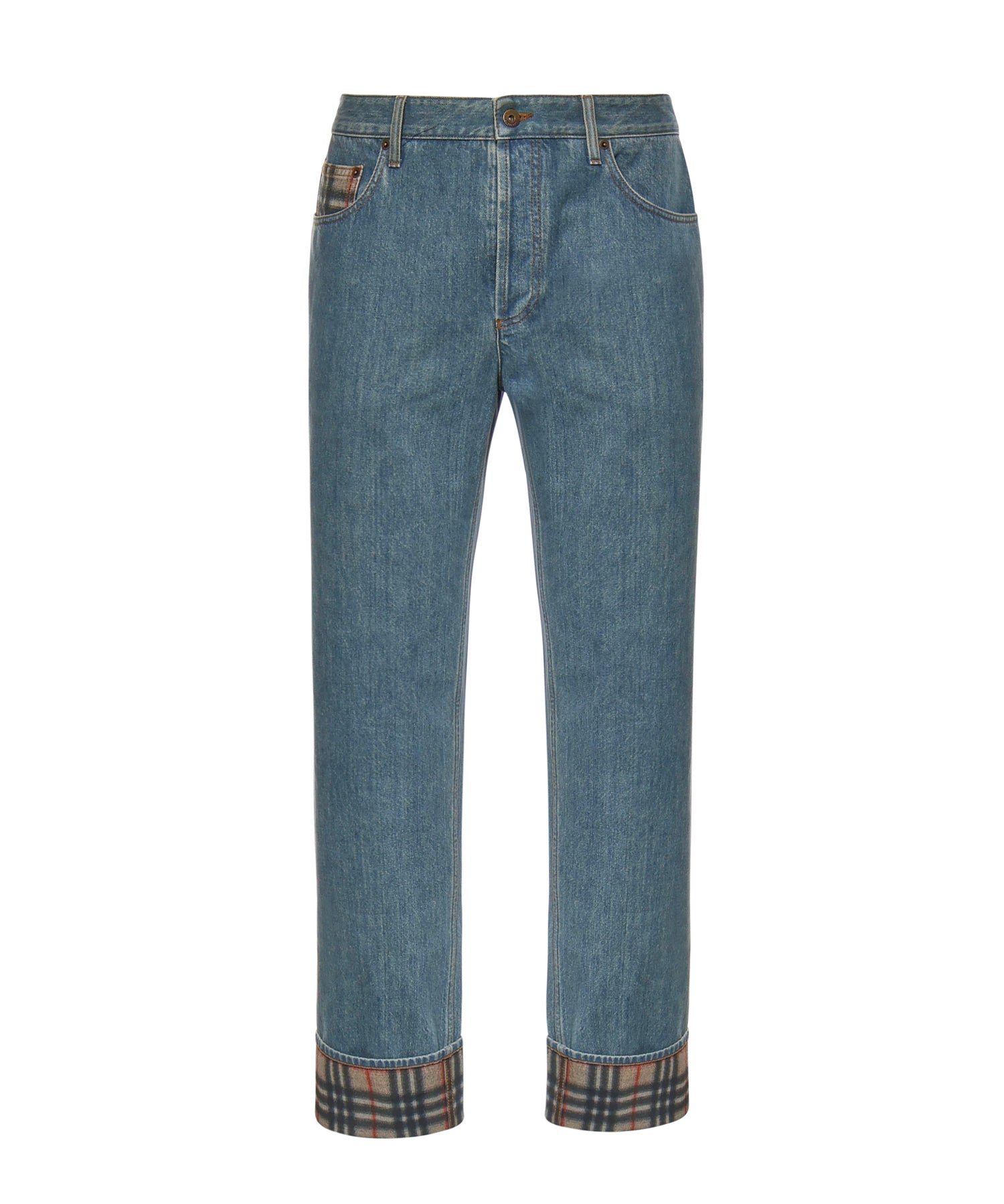 Jeans dritti con risvolti Check 8116361 A1322 BURBERRY 