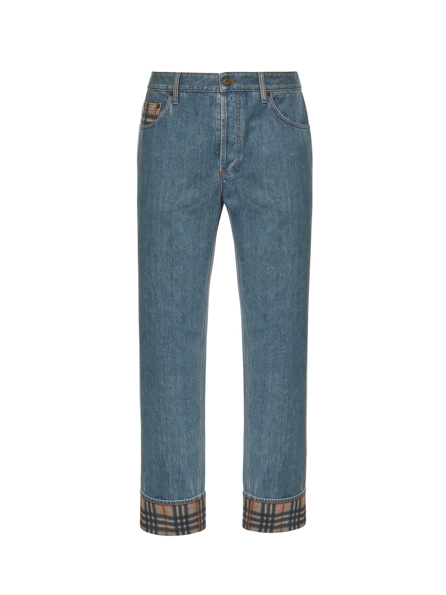 Jeans dritti con risvolti Check 8116361 A1322 BURBERRY 