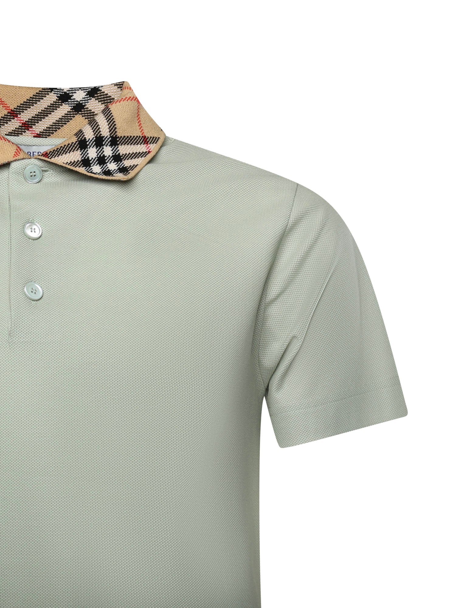 Polo in cotone con colletto Check 8118949 C4011 BURBERRY 