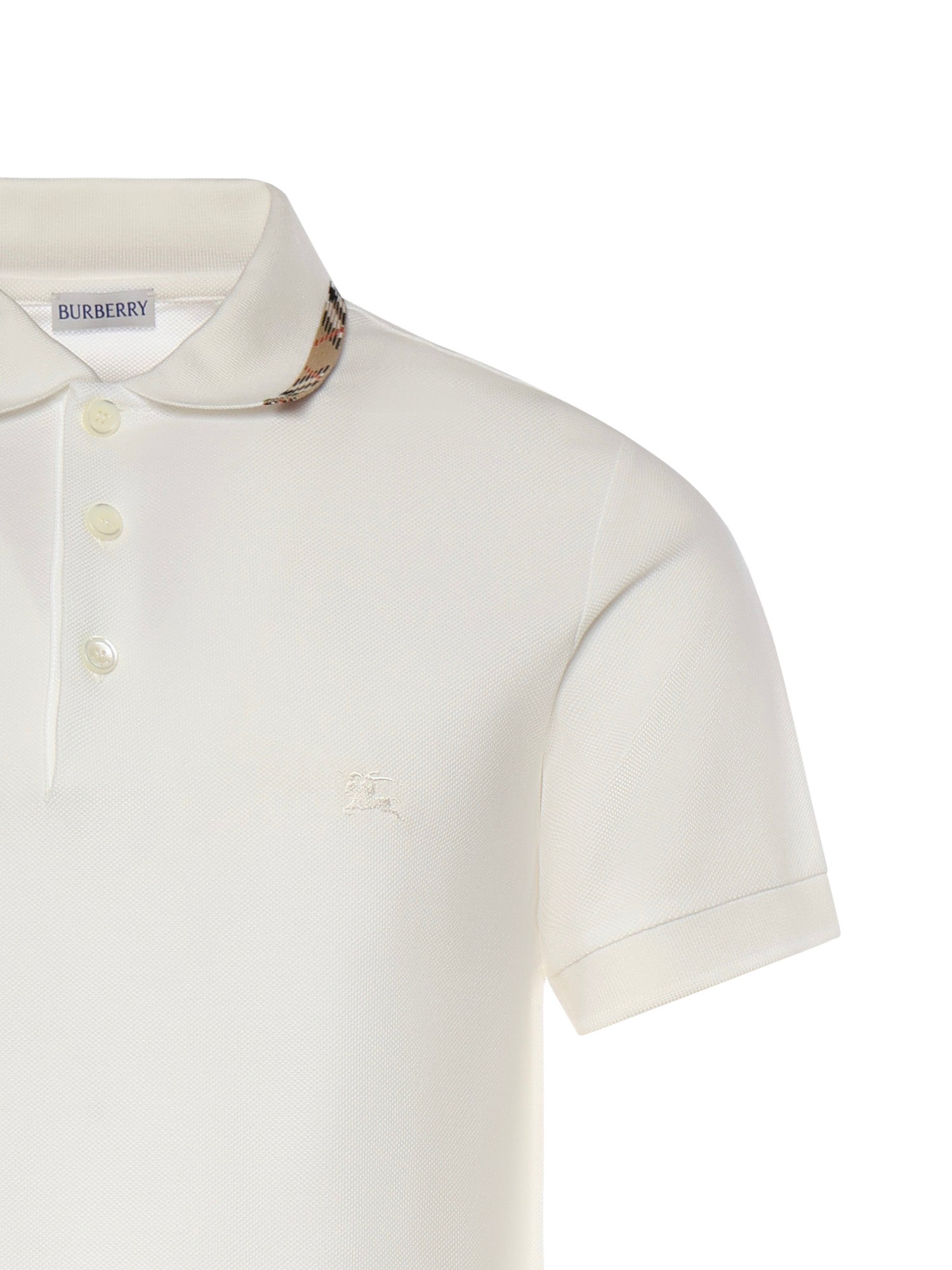 Polo in cotone con finiture Check 8126955 B7078 BURBERRY 