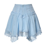 Minigonna Taléa in voile di cotone e pizzo 261400 BLUE CHARO RUIZ 
