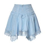 Minigonna Taléa in voile di cotone e pizzo 261400 BLUE CHARO RUIZ 