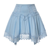 Minigonna Taléa in voile di cotone e pizzo 261400 BLUE CHARO RUIZ 