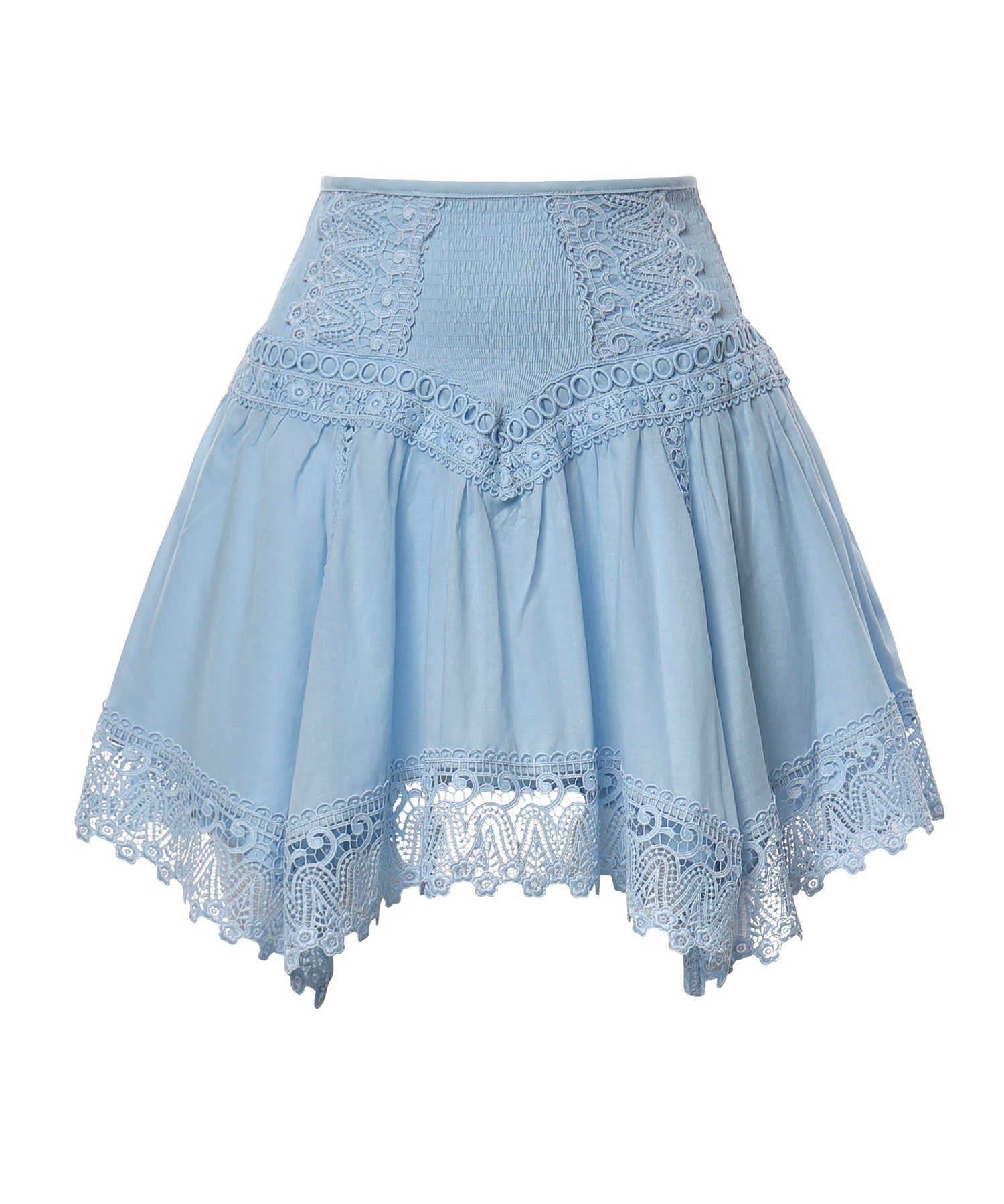Minigonna Taléa in voile di cotone e pizzo 261400 BLUE CHARO RUIZ 