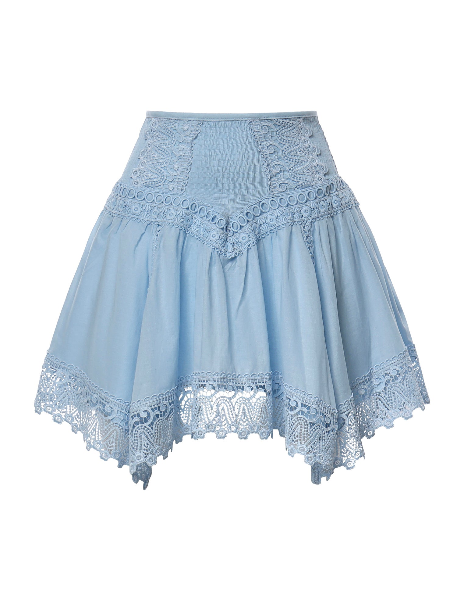 Minigonna Taléa in voile di cotone e pizzo 261400 BLUE CHARO RUIZ 