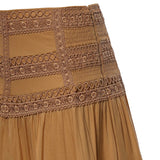 Gonna lunga Serza in voile di cotone e pizzo<BR/> 261402 CINNAMON CHARO RUIZ 