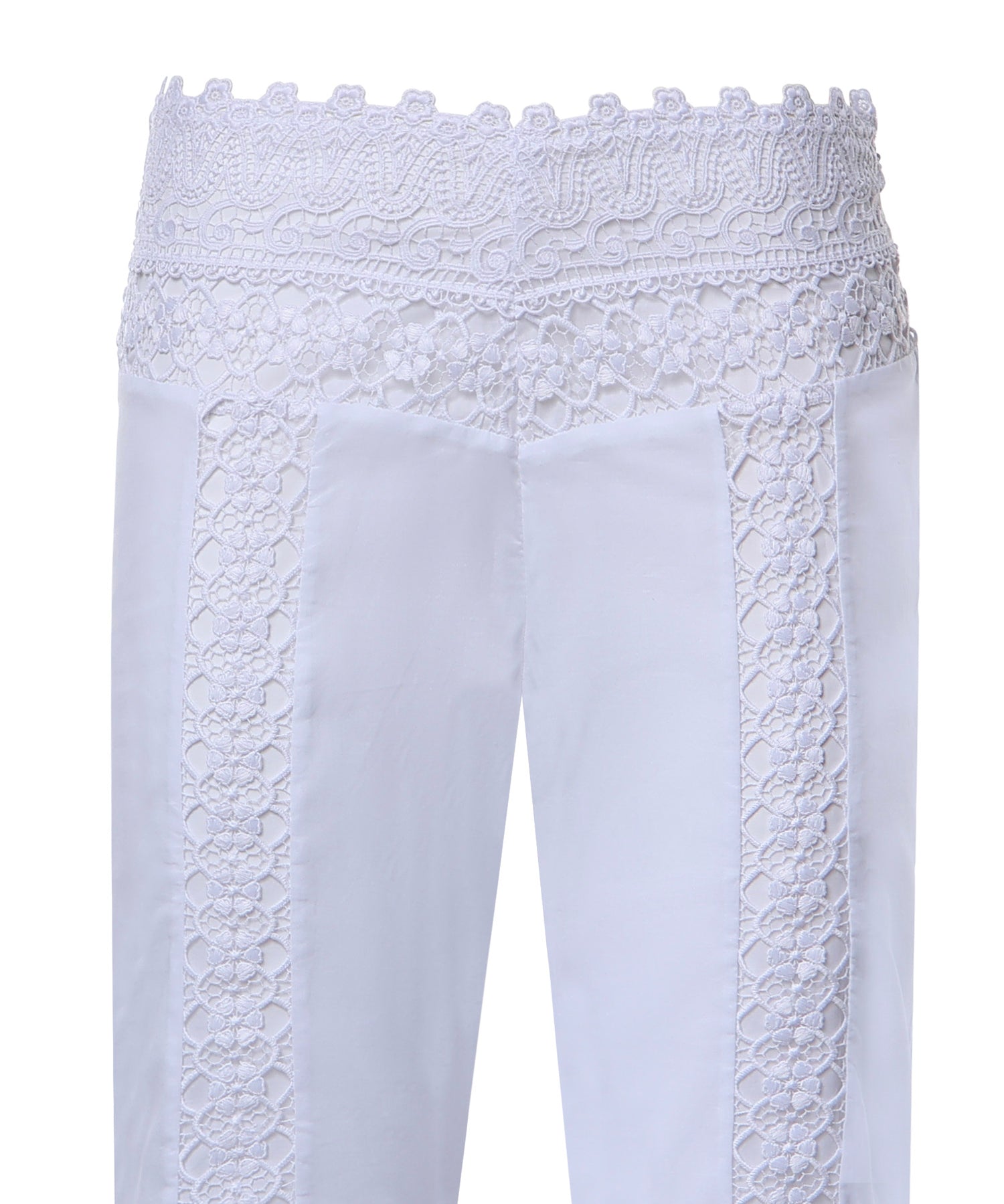 Pantaloni Vianora in voile di cotone e pizzo 261501 WHITE CHARO RUIZ 