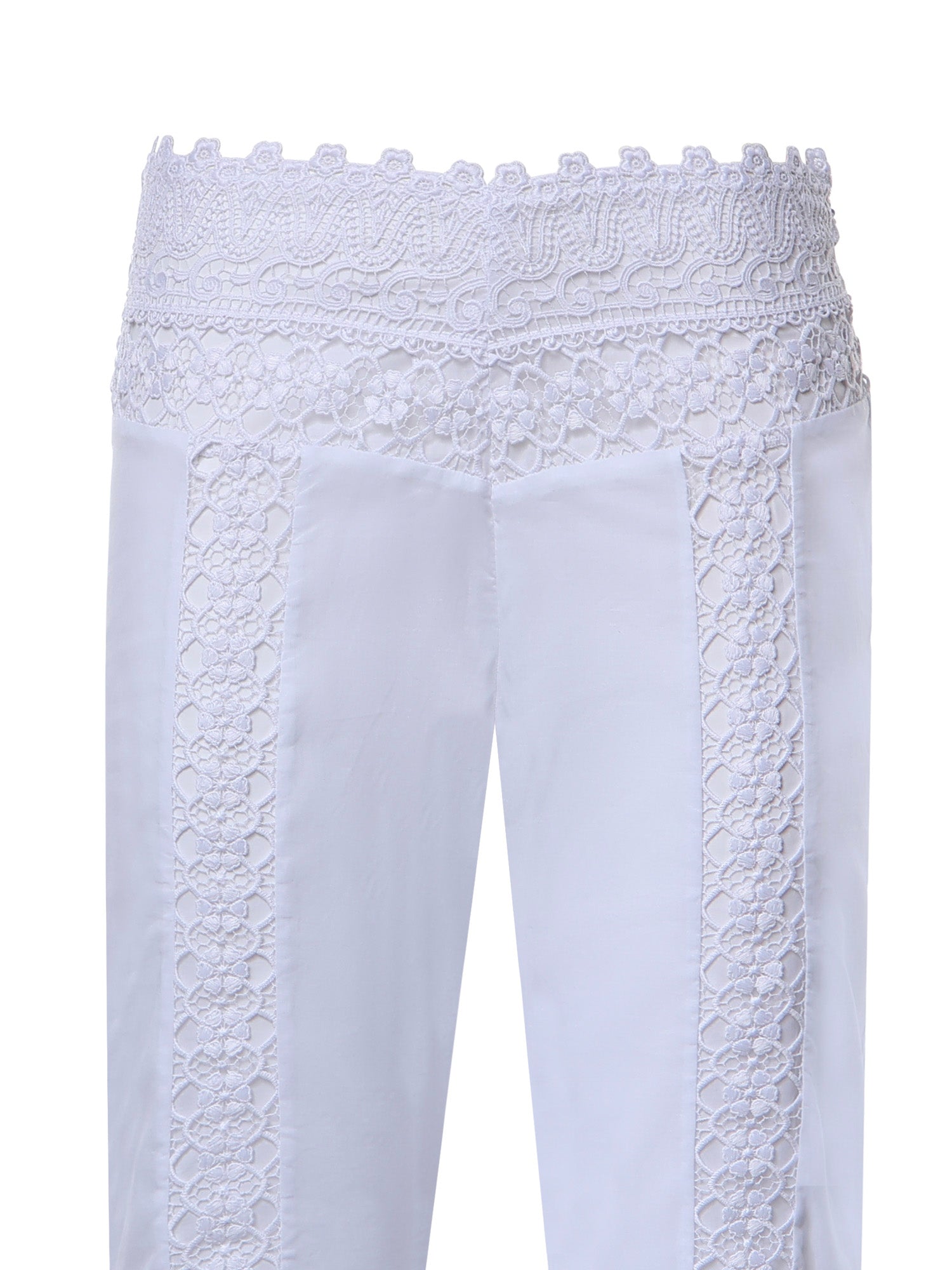 Pantaloni Vianora in voile di cotone e pizzo 261501 WHITE CHARO RUIZ 