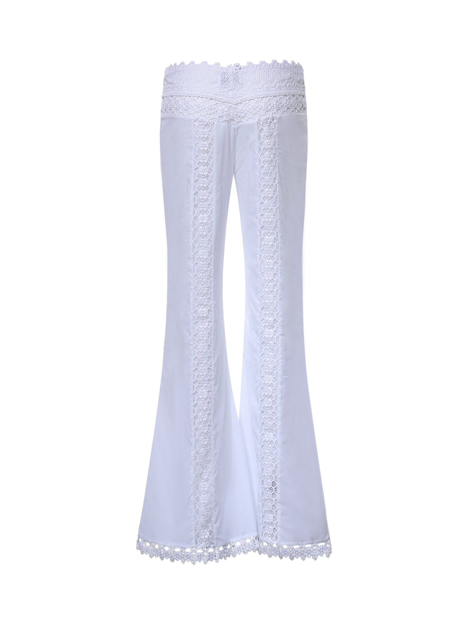 Pantaloni Vianora in voile di cotone e pizzo 261501 WHITE CHARO RUIZ 