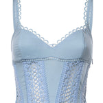 Miniabito Gardenia in voile di cotone e pizzo 261602 BLUE CHARO RUIZ 