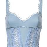 Miniabito Gardenia in voile di cotone e pizzo 261602 BLUE CHARO RUIZ 