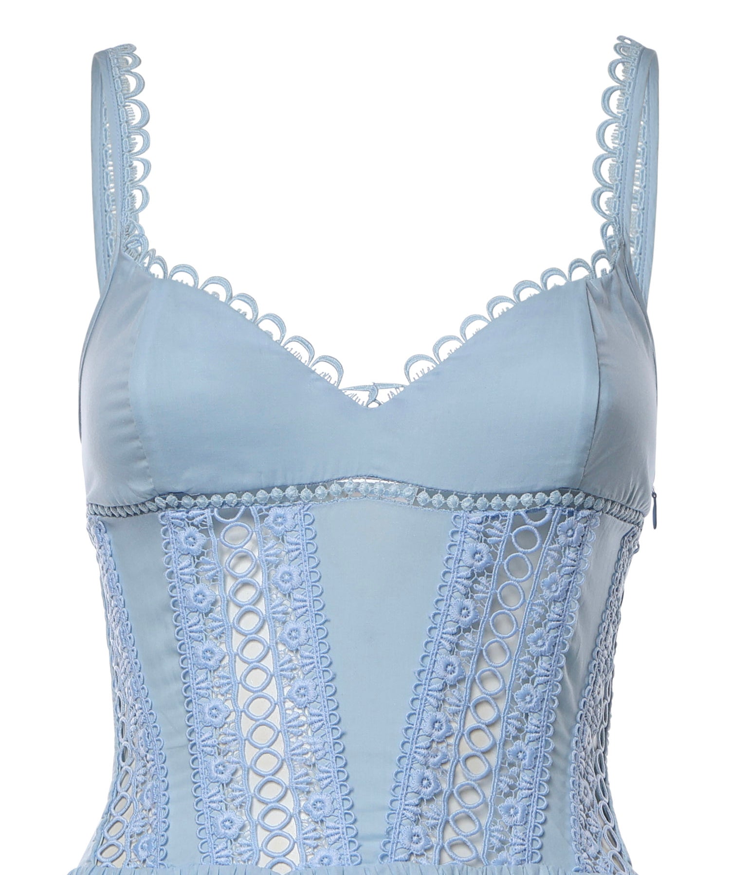 Miniabito Gardenia in voile di cotone e pizzo 261602 BLUE CHARO RUIZ 