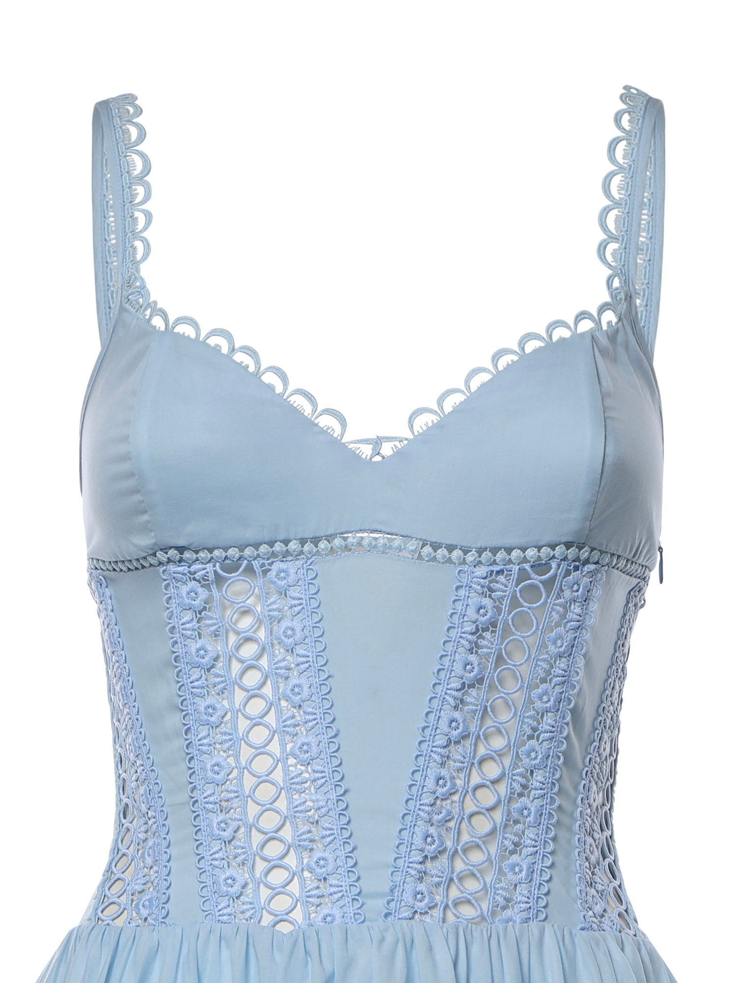 Miniabito Gardenia in voile di cotone e pizzo 261602 BLUE CHARO RUIZ 