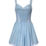 Miniabito Gardenia in voile di cotone e pizzo 261602 BLUE CHARO RUIZ 