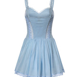Miniabito Gardenia in voile di cotone e pizzo 261602 BLUE CHARO RUIZ 