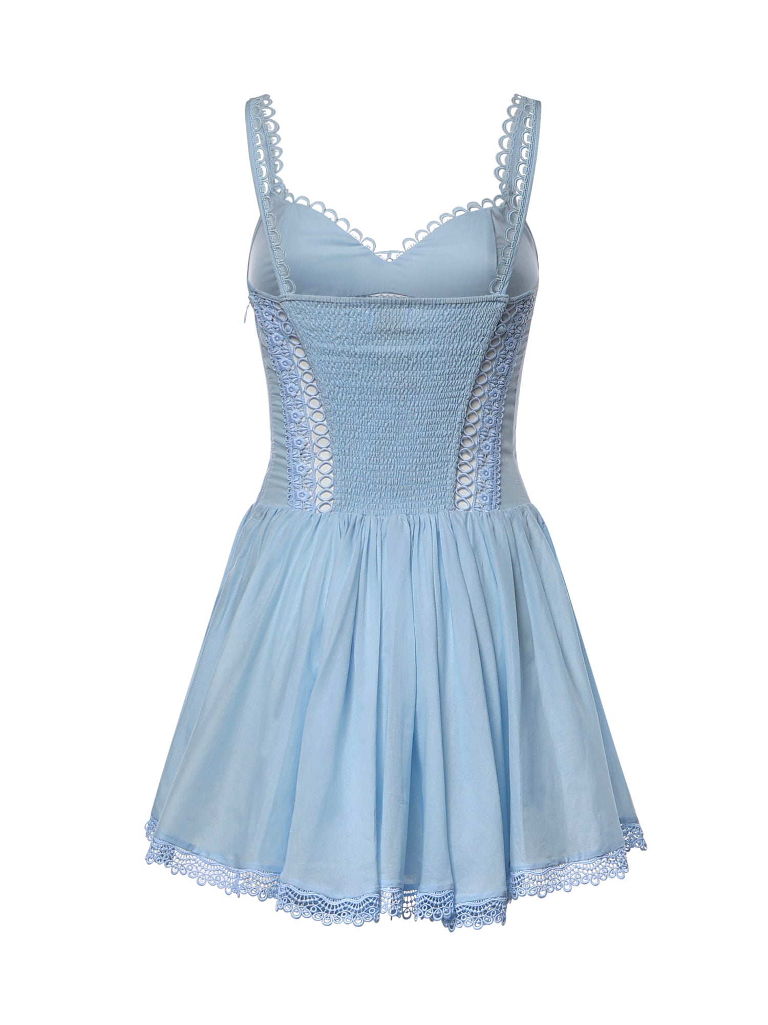 Miniabito Gardenia in voile di cotone e pizzo 261602 BLUE CHARO RUIZ 