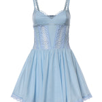 Miniabito Gardenia in voile di cotone e pizzo 261602 BLUE CHARO RUIZ 