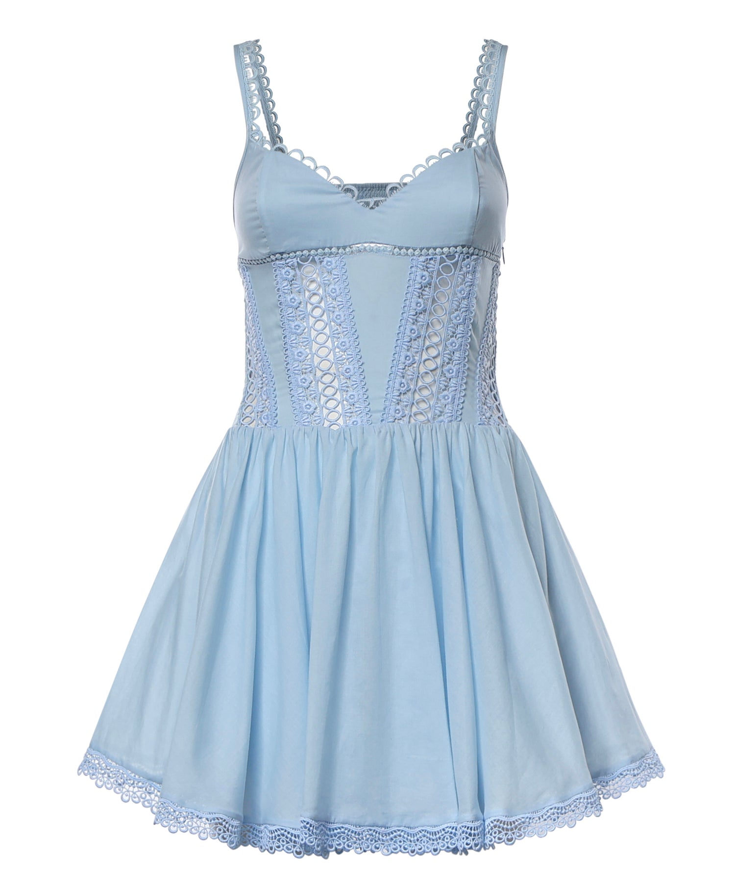 Miniabito Gardenia in voile di cotone e pizzo 261602 BLUE CHARO RUIZ 