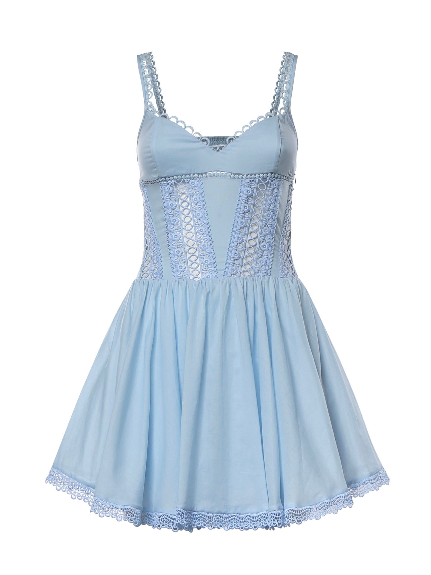 Miniabito Gardenia in voile di cotone e pizzo 261602 BLUE CHARO RUIZ 