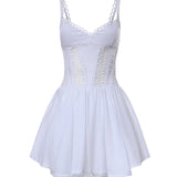 Miniabito Gardenia in voile di cotone e pizzo 261602 WHITE CHARO RUIZ 