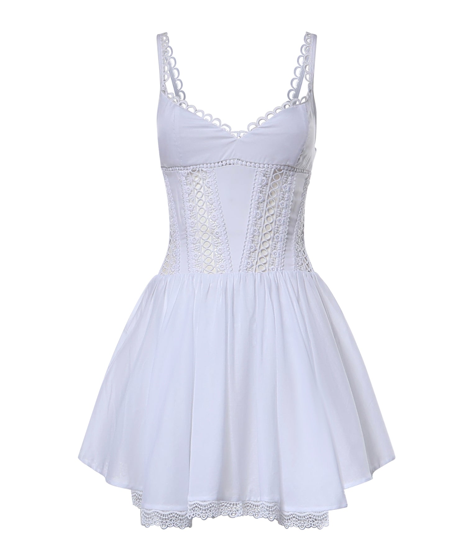 Miniabito Gardenia in voile di cotone e pizzo 261602 WHITE CHARO RUIZ 