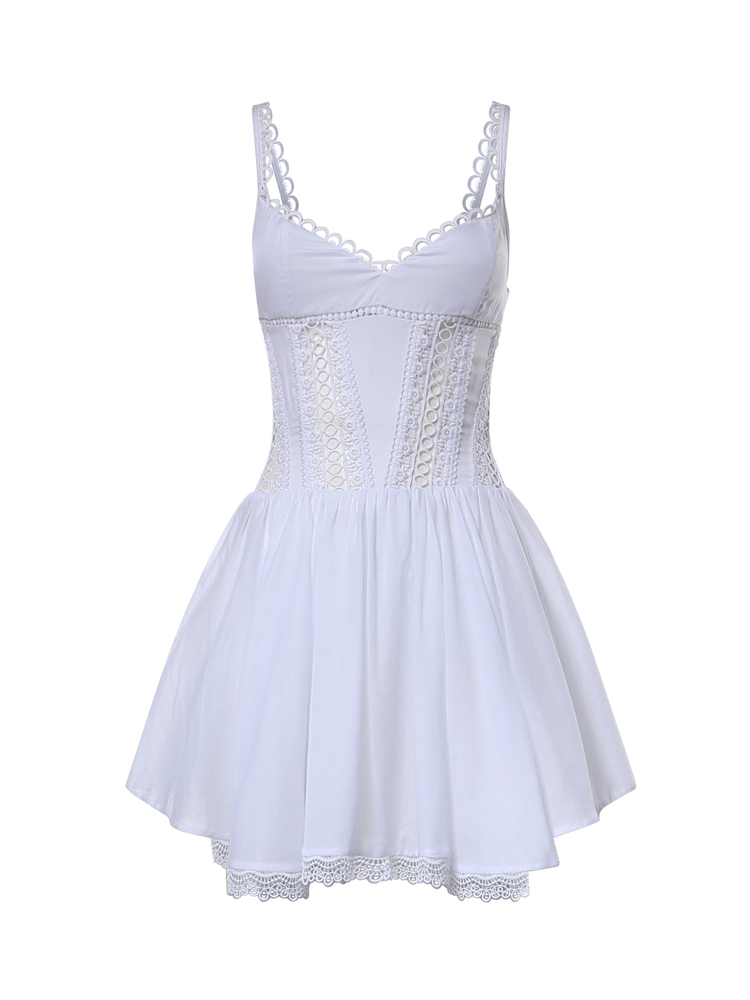 Miniabito Gardenia in voile di cotone e pizzo 261602 WHITE CHARO RUIZ 