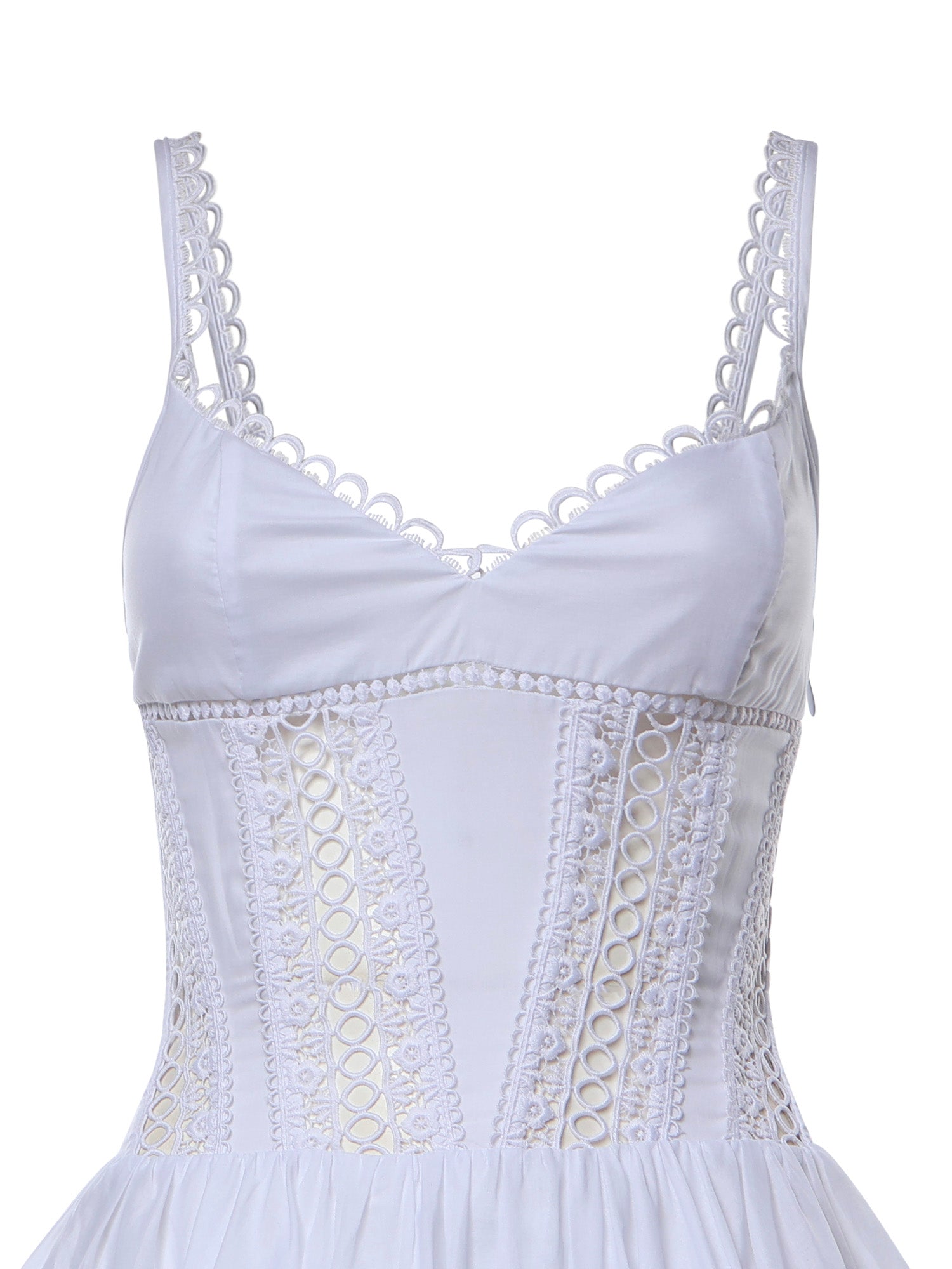 Miniabito Gardenia in voile di cotone e pizzo 261602 WHITE CHARO RUIZ 