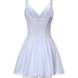 Miniabito Gardenia in voile di cotone e pizzo 261602 WHITE CHARO RUIZ 
