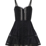 Miniabito Lenora in voile di cotone e pizzo 261603 BLACK CHARO RUIZ 