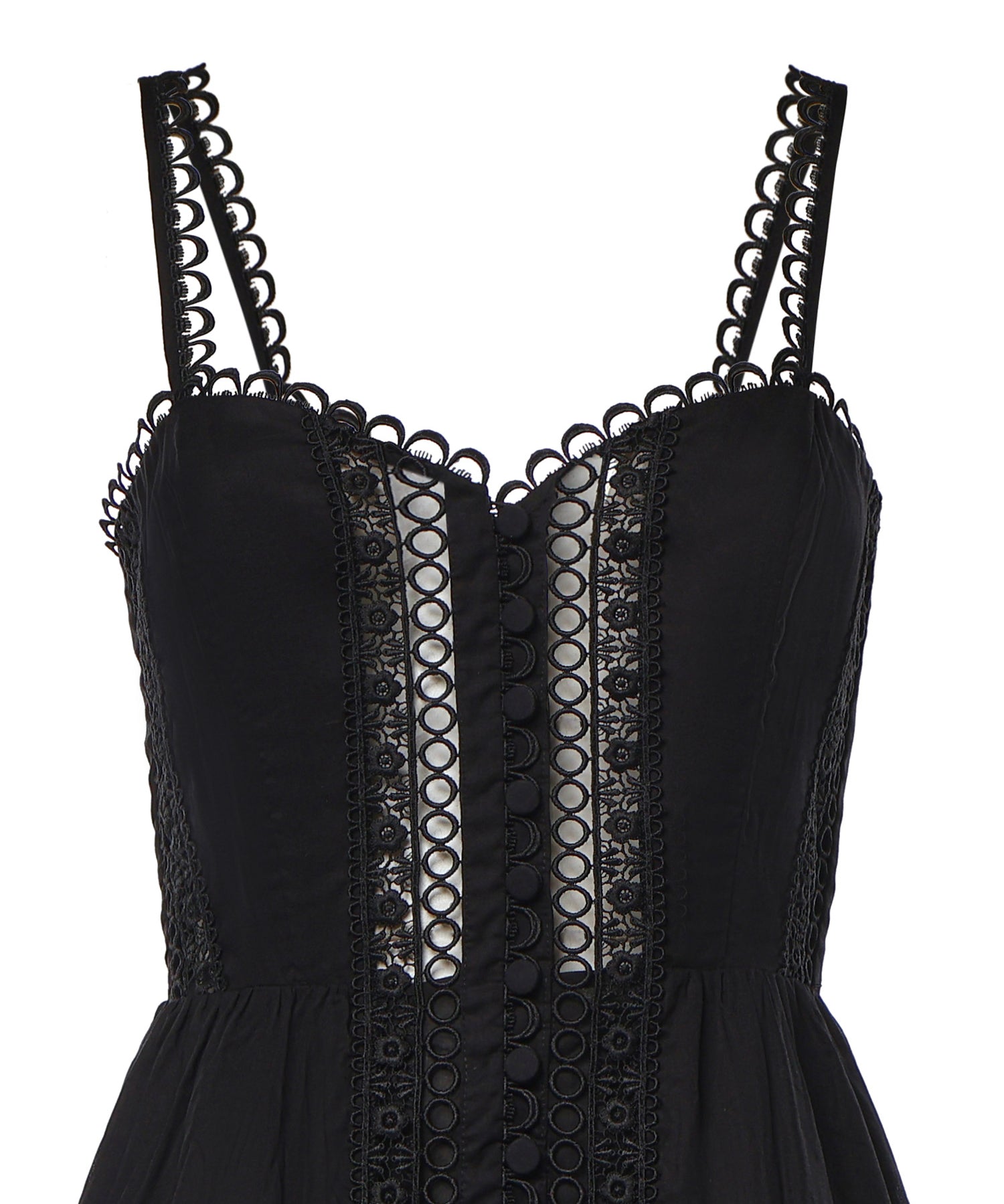 Miniabito Lenora in voile di cotone e pizzo 261603 BLACK CHARO RUIZ 
