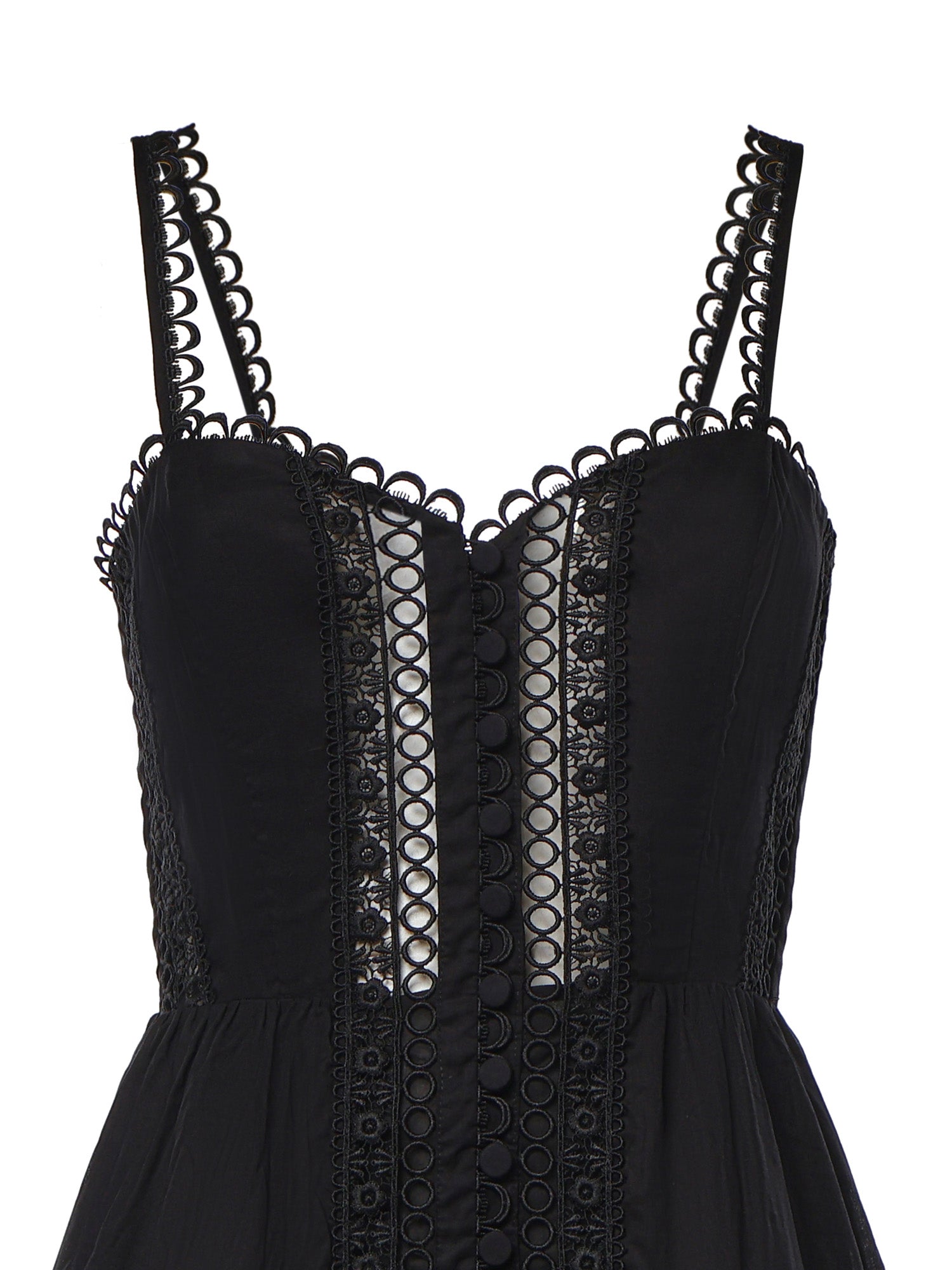 Miniabito Lenora in voile di cotone e pizzo 261603 BLACK CHARO RUIZ 