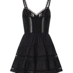 Miniabito Lenora in voile di cotone e pizzo 261603 BLACK CHARO RUIZ 