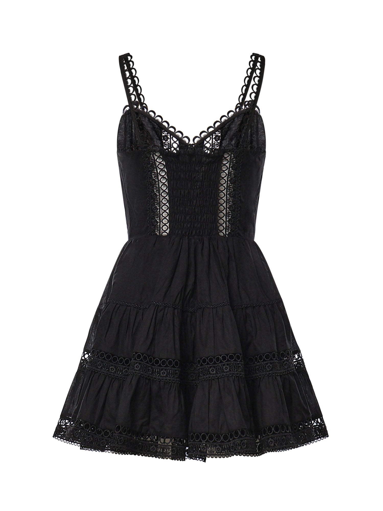 Miniabito Lenora in voile di cotone e pizzo 261603 BLACK CHARO RUIZ 