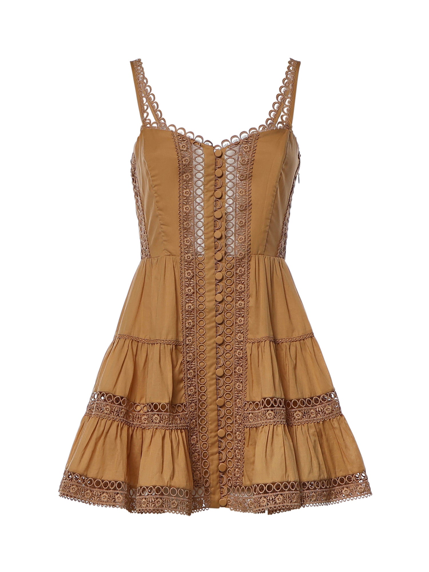 Miniabito Lenora in voile di cotone e pizzo 261603 CINNAMON CHARO RUIZ 