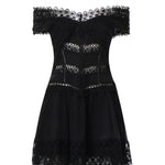 Miniabito Eliane in voile di cotone e pizzo<BR/> 261605 BLACK CHARO RUIZ 