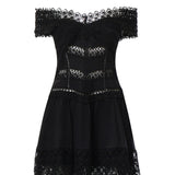 Miniabito Eliane in voile di cotone e pizzo<BR/> 261605 BLACK CHARO RUIZ 