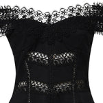 Miniabito Eliane in voile di cotone e pizzo<BR/> 261605 BLACK CHARO RUIZ 