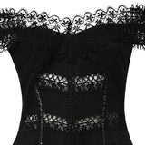 Miniabito Eliane in voile di cotone e pizzo<BR/> 261605 BLACK CHARO RUIZ 