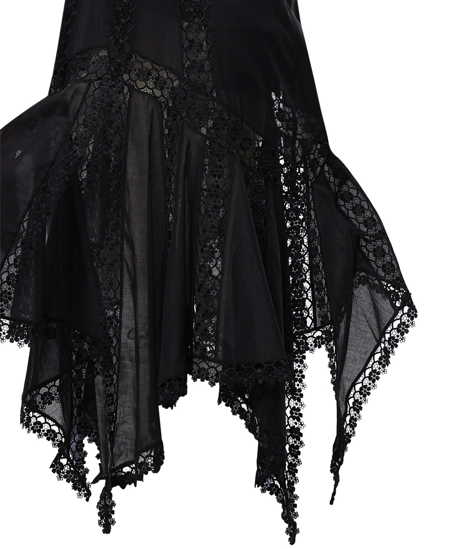 Abito midi Blossel in voile di cotone e pizzo 261621 BLACK CHARO RUIZ 