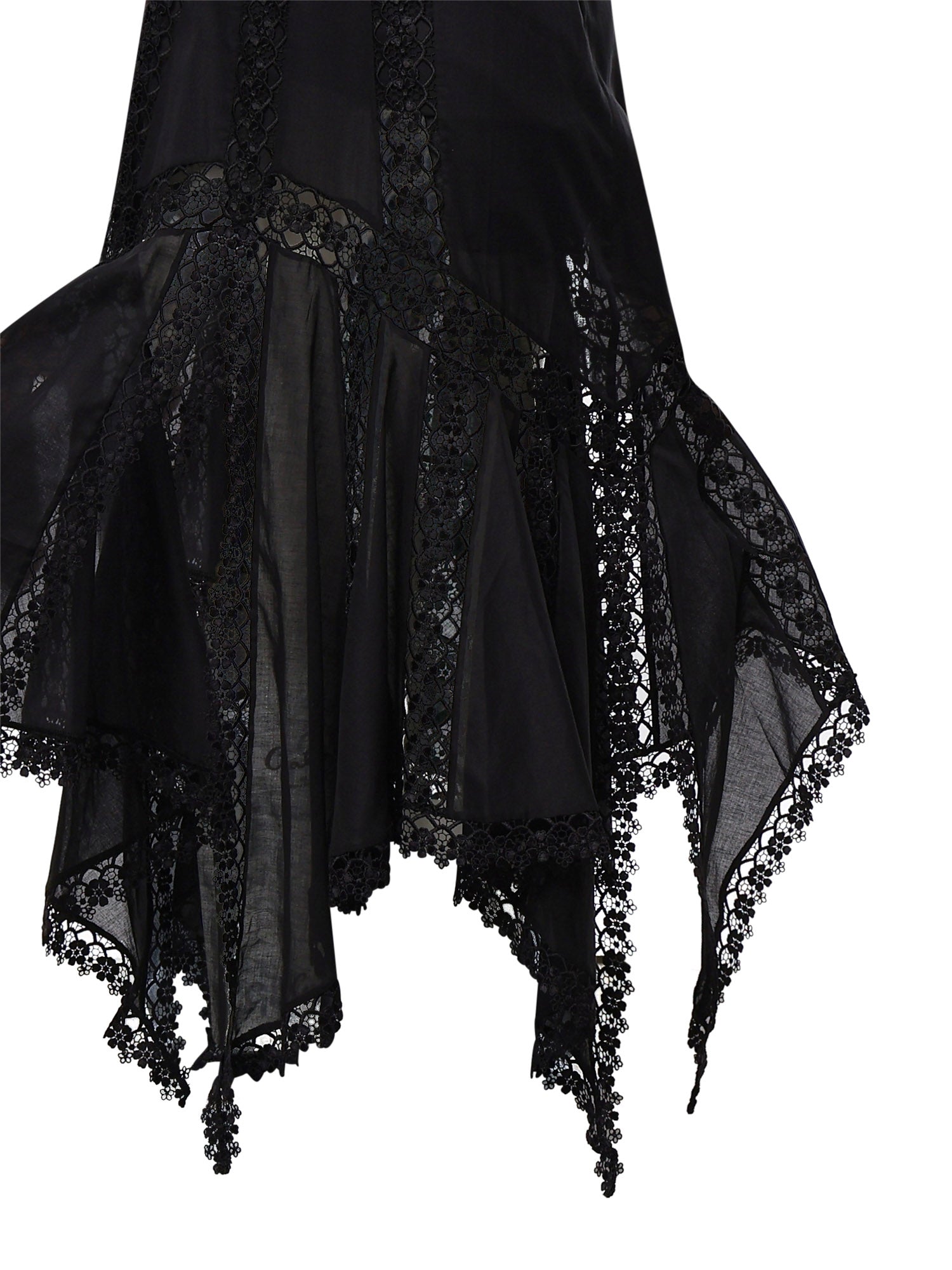 Abito midi Blossel in voile di cotone e pizzo 261621 BLACK CHARO RUIZ 