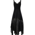 Abito midi Blossel in voile di cotone e pizzo 261621 BLACK CHARO RUIZ 