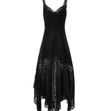 Abito midi Blossel in voile di cotone e pizzo 261621 BLACK CHARO RUIZ 
