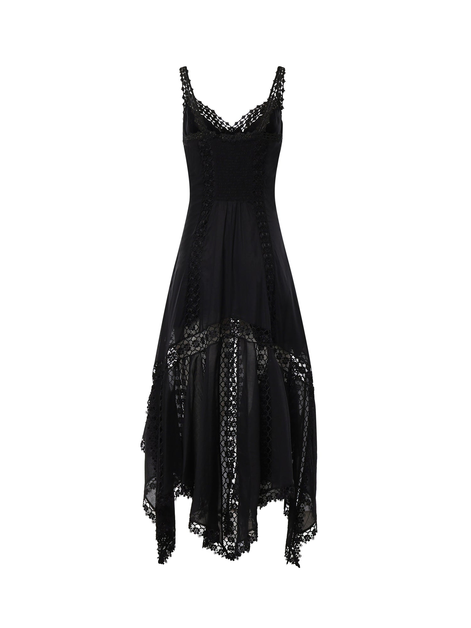 Abito midi Blossel in voile di cotone e pizzo 261621 BLACK CHARO RUIZ 