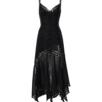 Abito midi Blossel in voile di cotone e pizzo 261621 BLACK CHARO RUIZ 