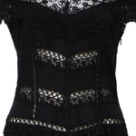 Abito midi Amaira in voile di cotone e pizzo 261623 BLACK CHARO RUIZ 