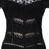 Abito midi Amaira in voile di cotone e pizzo 261623 BLACK CHARO RUIZ 