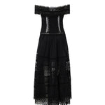 Abito midi Amaira in voile di cotone e pizzo 261623 BLACK CHARO RUIZ 