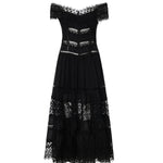 Abito midi Amaira in voile di cotone e pizzo 261623 BLACK CHARO RUIZ 