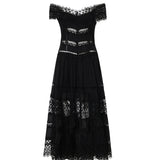 Abito midi Amaira in voile di cotone e pizzo 261623 BLACK CHARO RUIZ 