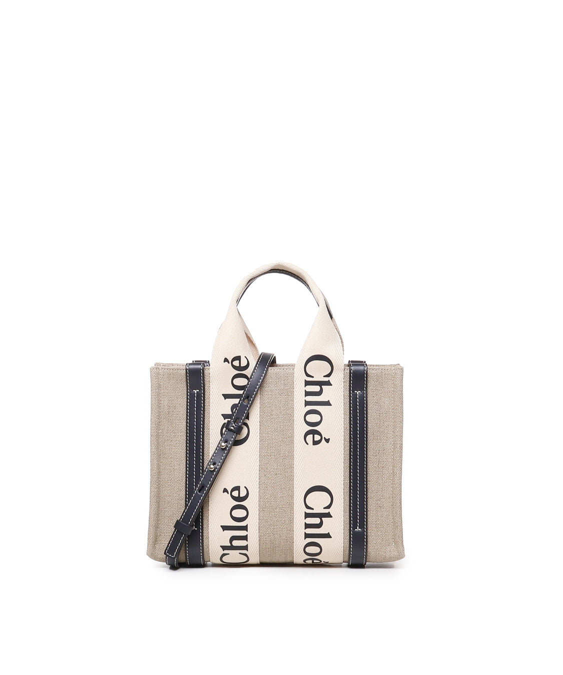 Tote bag piccola Woody in lino CHC22AS397I26 91J CHLOÉ 